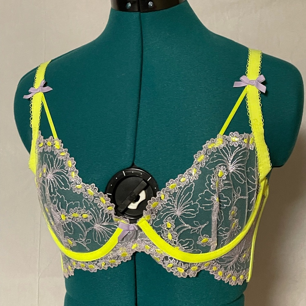 For love & lemons neon purple iridescent daisy bra